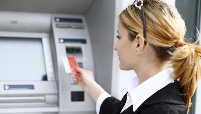 Woman with credit card.