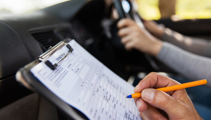 student driver taking driving test